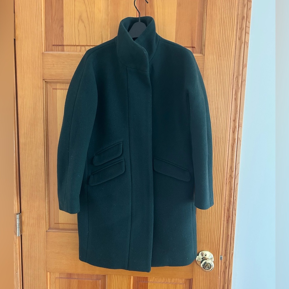J.Crew Emerald Green Italian Stadium Cocoon Coat 0 Petite - Picture 1 of 4